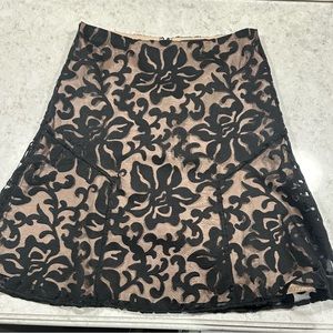 Ann Taylor Black lace skirt with nude slip